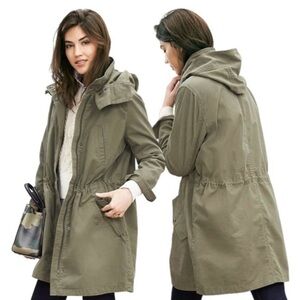 Banana Republic Hooded Green Utility Jacket Size: XS